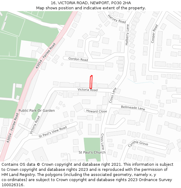 16, VICTORIA ROAD, NEWPORT, PO30 2HA: Location map and indicative extent of plot