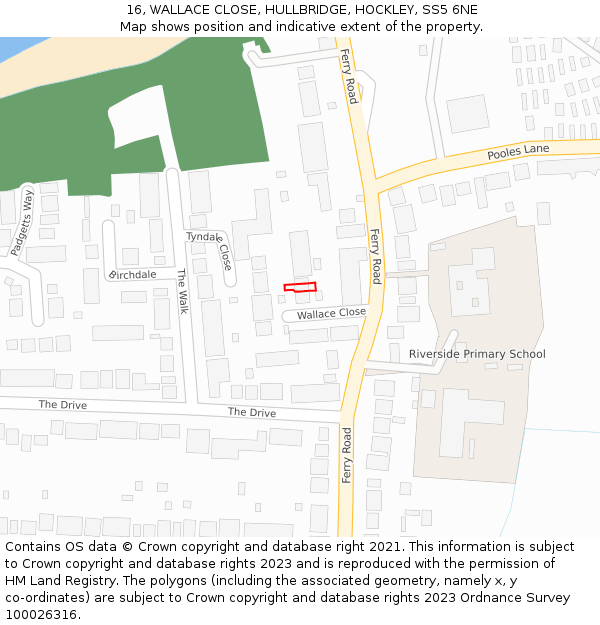 16, WALLACE CLOSE, HULLBRIDGE, HOCKLEY, SS5 6NE: Location map and indicative extent of plot
