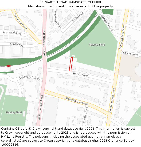 16, WARTEN ROAD, RAMSGATE, CT11 8BL: Location map and indicative extent of plot