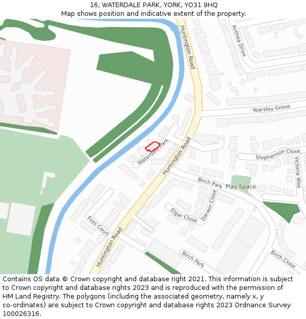16, WATERDALE PARK, YORK, YO31 9HQ: Location map and indicative extent of plot
