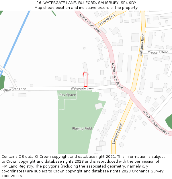 16, WATERGATE LANE, BULFORD, SALISBURY, SP4 9DY: Location map and indicative extent of plot