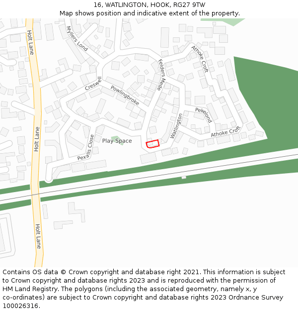 16, WATLINGTON, HOOK, RG27 9TW: Location map and indicative extent of plot
