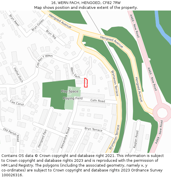 16, WERN FACH, HENGOED, CF82 7RW: Location map and indicative extent of plot