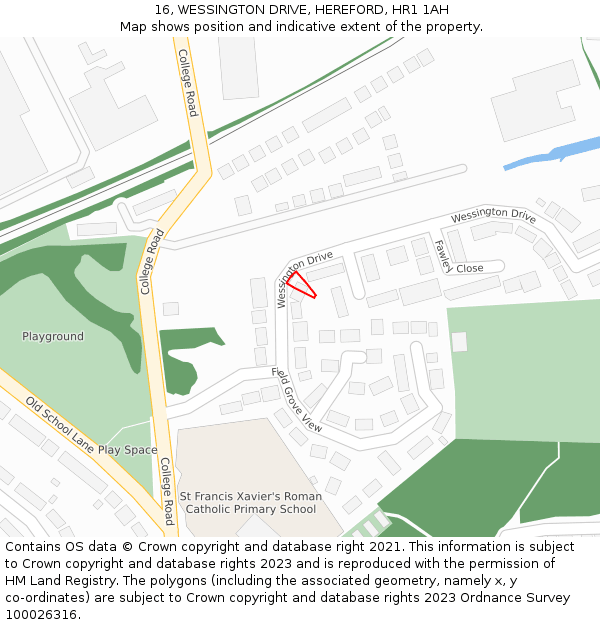 16, WESSINGTON DRIVE, HEREFORD, HR1 1AH: Location map and indicative extent of plot
