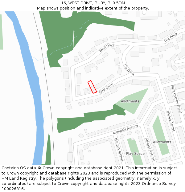 16, WEST DRIVE, BURY, BL9 5DN: Location map and indicative extent of plot