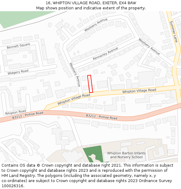 16, WHIPTON VILLAGE ROAD, EXETER, EX4 8AW: Location map and indicative extent of plot