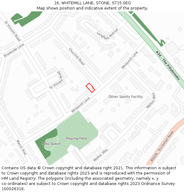 16, WHITEMILL LANE, STONE, ST15 0EG: Location map and indicative extent of plot