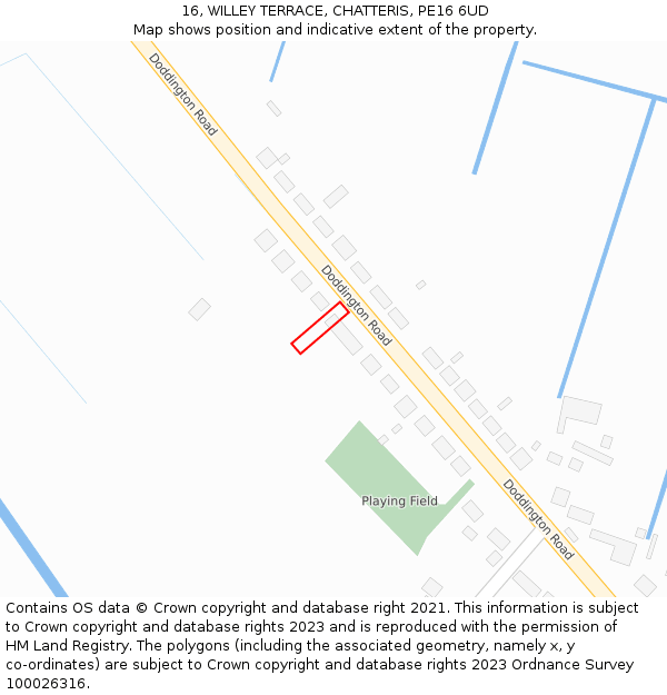 16, WILLEY TERRACE, CHATTERIS, PE16 6UD: Location map and indicative extent of plot