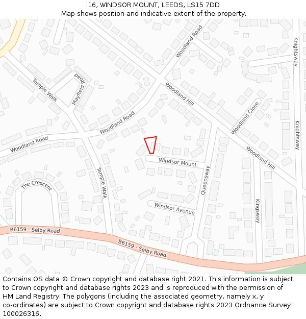 16, WINDSOR MOUNT, LEEDS, LS15 7DD: Location map and indicative extent of plot