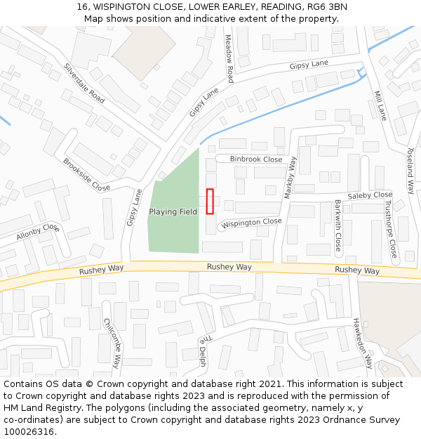 16, WISPINGTON CLOSE, LOWER EARLEY, READING, RG6 3BN: Location map and indicative extent of plot