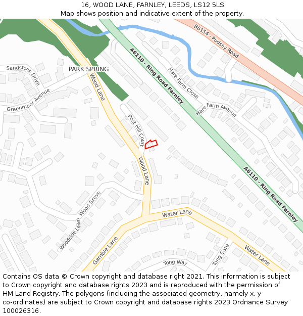 16, WOOD LANE, FARNLEY, LEEDS, LS12 5LS: Location map and indicative extent of plot