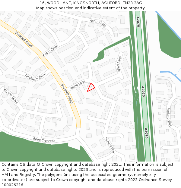 16, WOOD LANE, KINGSNORTH, ASHFORD, TN23 3AG: Location map and indicative extent of plot