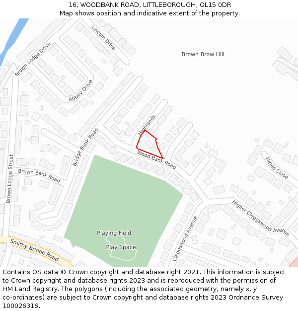 16, WOODBANK ROAD, LITTLEBOROUGH, OL15 0DR: Location map and indicative extent of plot