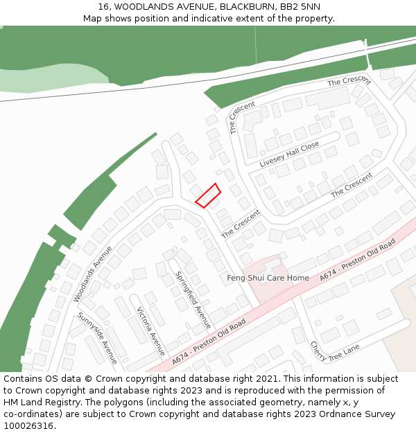 16, WOODLANDS AVENUE, BLACKBURN, BB2 5NN: Location map and indicative extent of plot