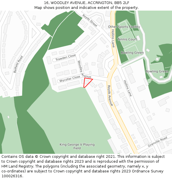 16, WOODLEY AVENUE, ACCRINGTON, BB5 2LF: Location map and indicative extent of plot