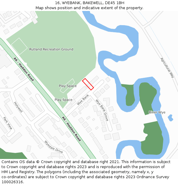 16, WYEBANK, BAKEWELL, DE45 1BH: Location map and indicative extent of plot