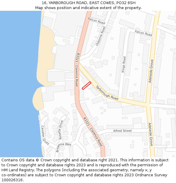 16, YARBOROUGH ROAD, EAST COWES, PO32 6SH: Location map and indicative extent of plot