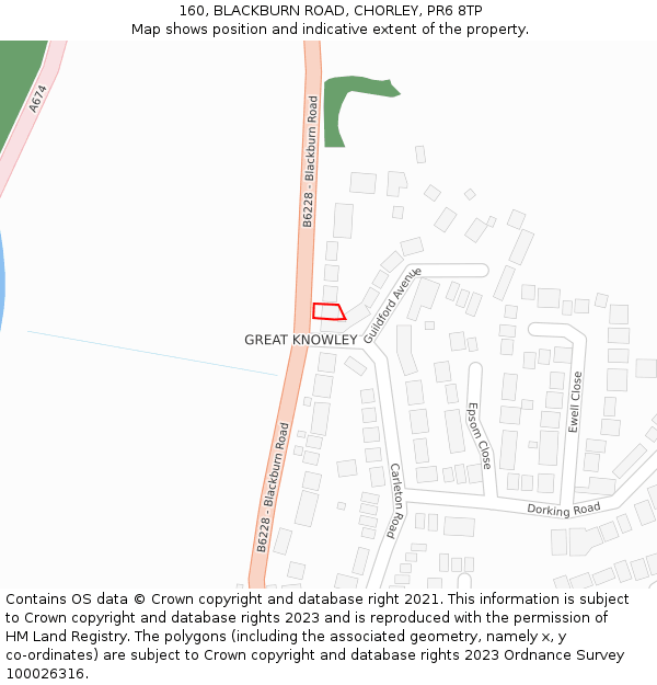 160, BLACKBURN ROAD, CHORLEY, PR6 8TP: Location map and indicative extent of plot