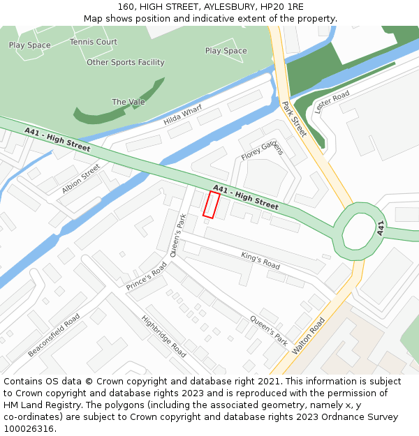 160, HIGH STREET, AYLESBURY, HP20 1RE: Location map and indicative extent of plot