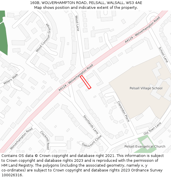 160B, WOLVERHAMPTON ROAD, PELSALL, WALSALL, WS3 4AE: Location map and indicative extent of plot