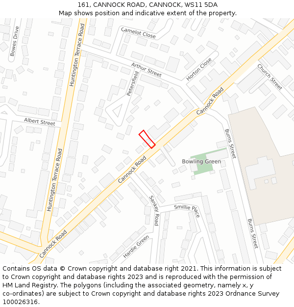 161, CANNOCK ROAD, CANNOCK, WS11 5DA: Location map and indicative extent of plot