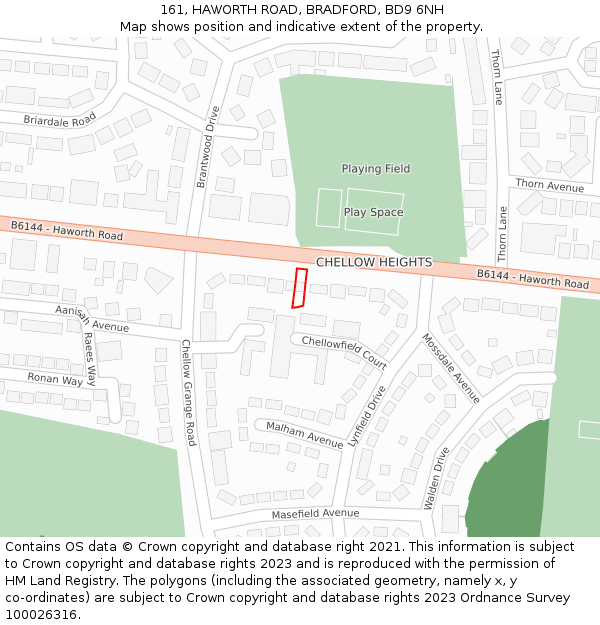 161, HAWORTH ROAD, BRADFORD, BD9 6NH: Location map and indicative extent of plot
