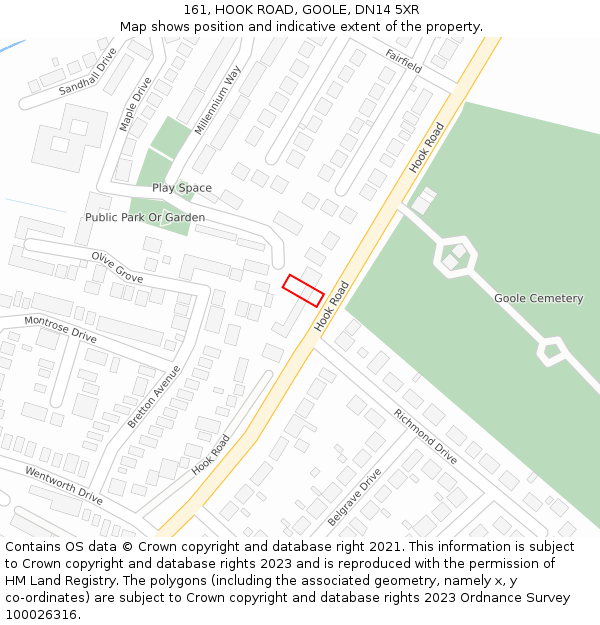 161, HOOK ROAD, GOOLE, DN14 5XR: Location map and indicative extent of plot