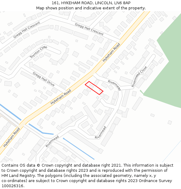161, HYKEHAM ROAD, LINCOLN, LN6 8AP: Location map and indicative extent of plot