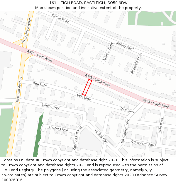 161, LEIGH ROAD, EASTLEIGH, SO50 9DW: Location map and indicative extent of plot