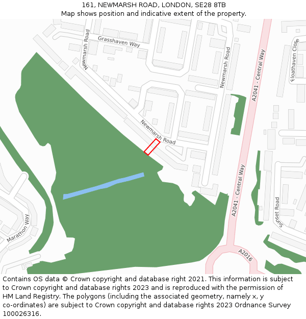 161, NEWMARSH ROAD, LONDON, SE28 8TB: Location map and indicative extent of plot