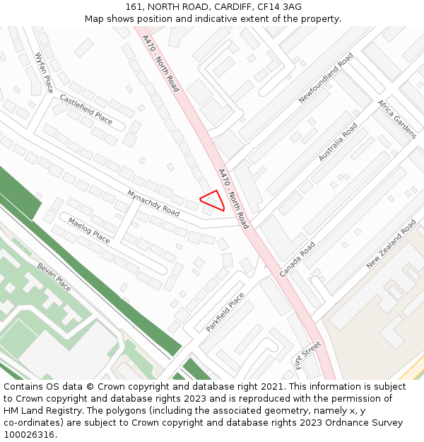 161, NORTH ROAD, CARDIFF, CF14 3AG: Location map and indicative extent of plot