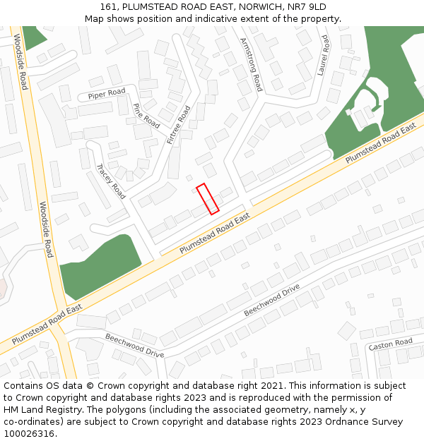 161, PLUMSTEAD ROAD EAST, NORWICH, NR7 9LD: Location map and indicative extent of plot