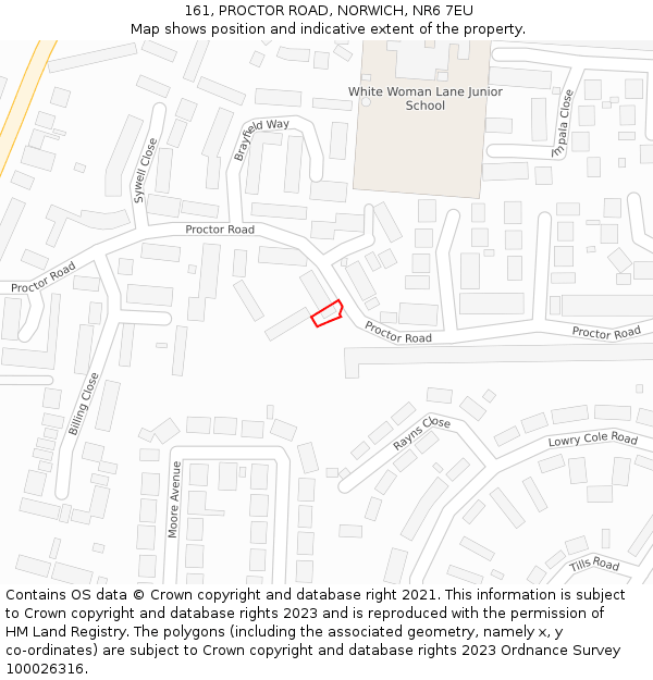 161, PROCTOR ROAD, NORWICH, NR6 7EU: Location map and indicative extent of plot