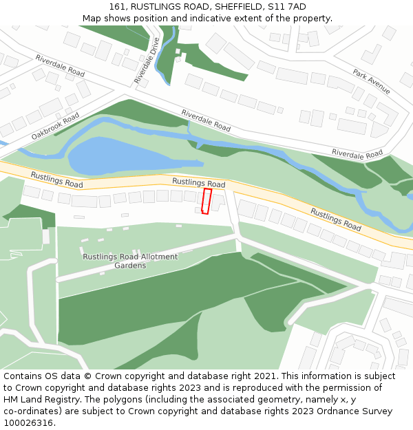 161, RUSTLINGS ROAD, SHEFFIELD, S11 7AD: Location map and indicative extent of plot