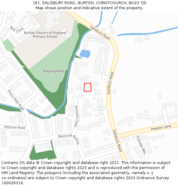 161, SALISBURY ROAD, BURTON, CHRISTCHURCH, BH23 7JS: Location map and indicative extent of plot