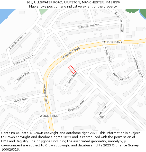161, ULLSWATER ROAD, URMSTON, MANCHESTER, M41 8SW: Location map and indicative extent of plot