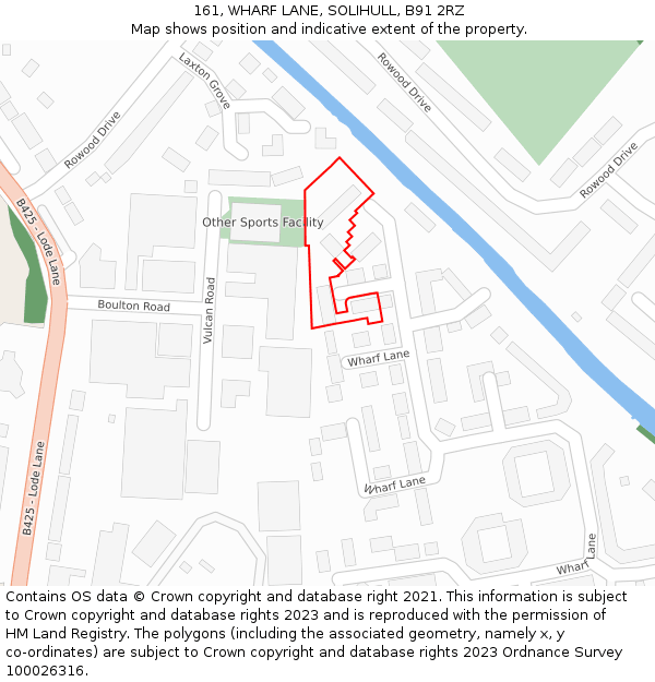 161, WHARF LANE, SOLIHULL, B91 2RZ: Location map and indicative extent of plot