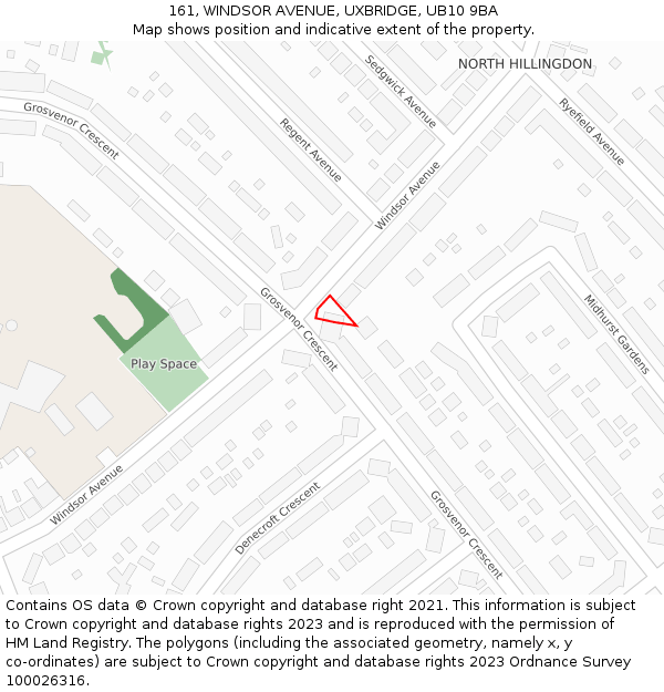 161, WINDSOR AVENUE, UXBRIDGE, UB10 9BA: Location map and indicative extent of plot