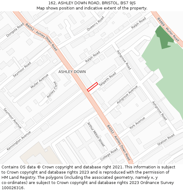 162, ASHLEY DOWN ROAD, BRISTOL, BS7 9JS: Location map and indicative extent of plot