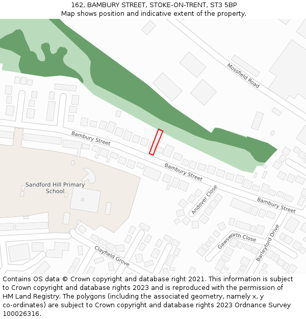 162, BAMBURY STREET, STOKE-ON-TRENT, ST3 5BP: Location map and indicative extent of plot