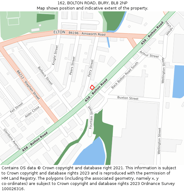 162, BOLTON ROAD, BURY, BL8 2NP: Location map and indicative extent of plot