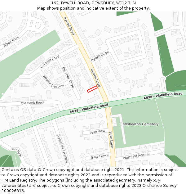 162, BYWELL ROAD, DEWSBURY, WF12 7LN: Location map and indicative extent of plot