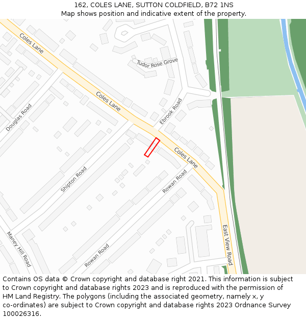 162, COLES LANE, SUTTON COLDFIELD, B72 1NS: Location map and indicative extent of plot