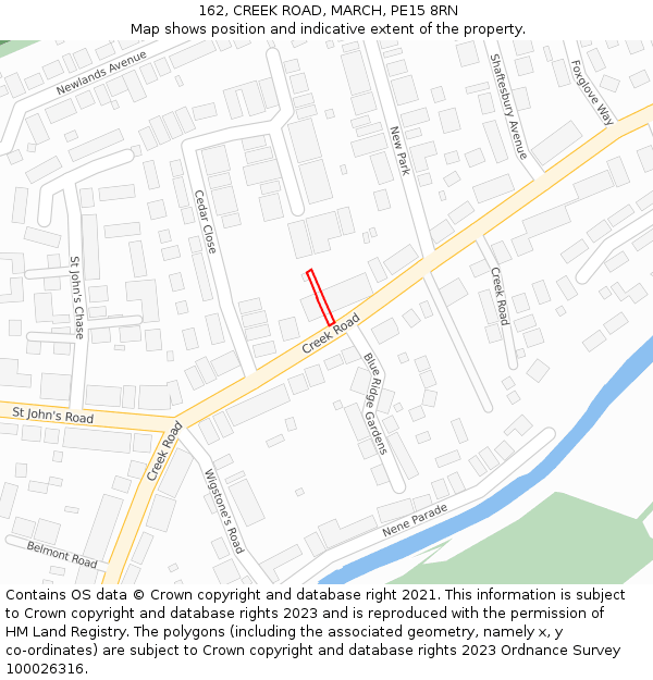 162, CREEK ROAD, MARCH, PE15 8RN: Location map and indicative extent of plot