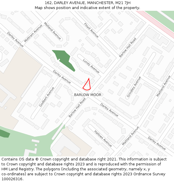 162, DARLEY AVENUE, MANCHESTER, M21 7JH: Location map and indicative extent of plot