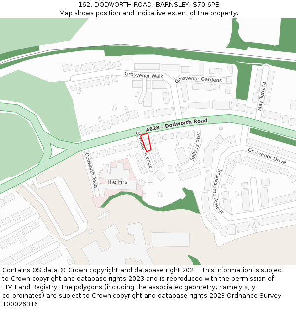 162, DODWORTH ROAD, BARNSLEY, S70 6PB: Location map and indicative extent of plot