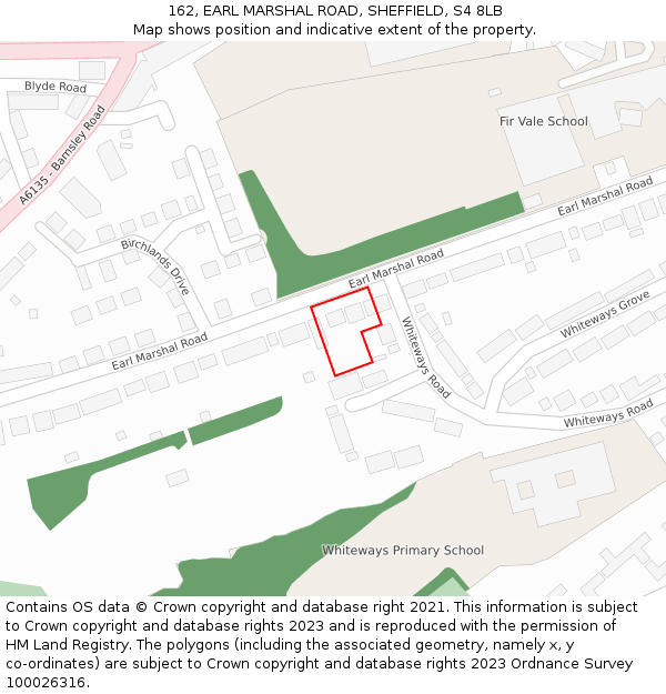 162, EARL MARSHAL ROAD, SHEFFIELD, S4 8LB: Location map and indicative extent of plot