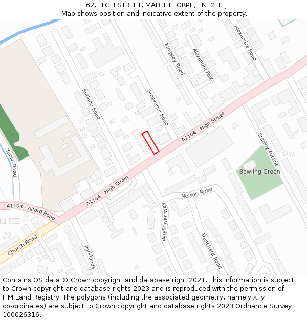 162, HIGH STREET, MABLETHORPE, LN12 1EJ: Location map and indicative extent of plot