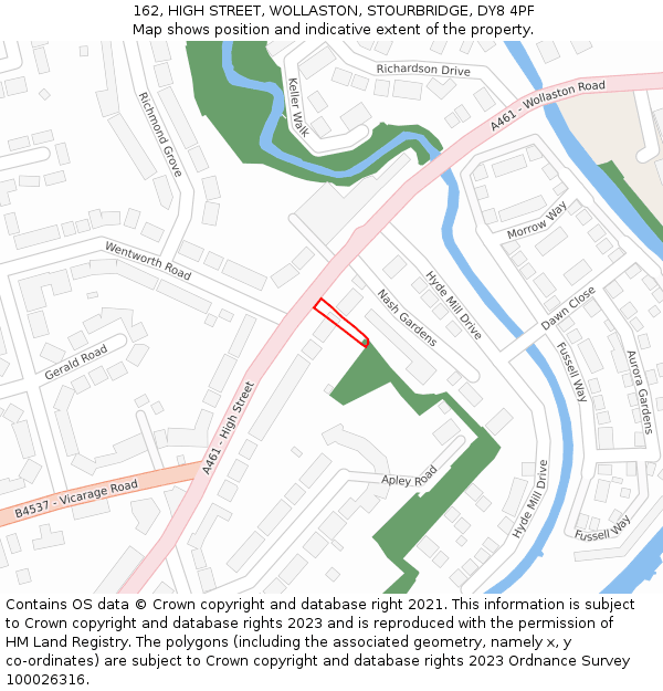 162, HIGH STREET, WOLLASTON, STOURBRIDGE, DY8 4PF: Location map and indicative extent of plot