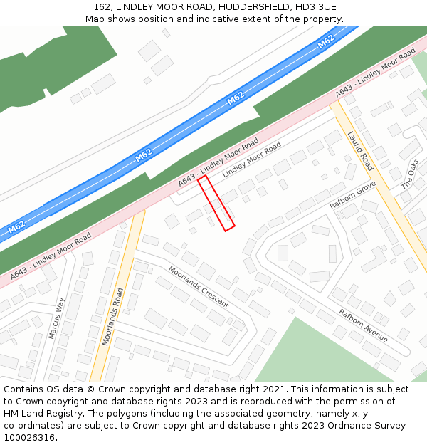 162, LINDLEY MOOR ROAD, HUDDERSFIELD, HD3 3UE: Location map and indicative extent of plot